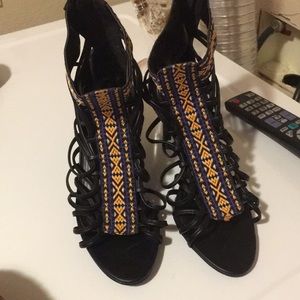 Black Heels Indian Print
